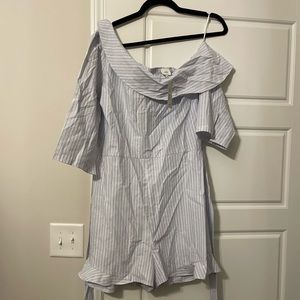 NWT- blue and white striped romper